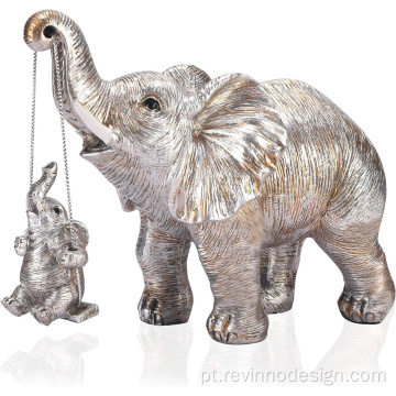 A decoração da estátua de elefantes traz boa sorte à força da saúde.